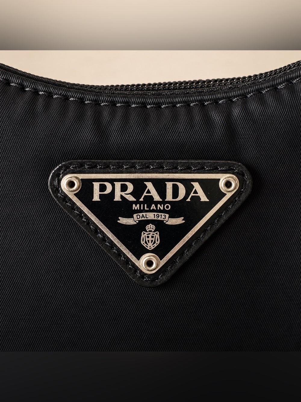 Prada Black Nylon Mini Shoulder Bag with Logo Plaque - Picture 6 of 9